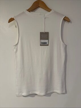 NWT Everlane Pima Micro Rib Funnel Neck Tank - Women Large - White
